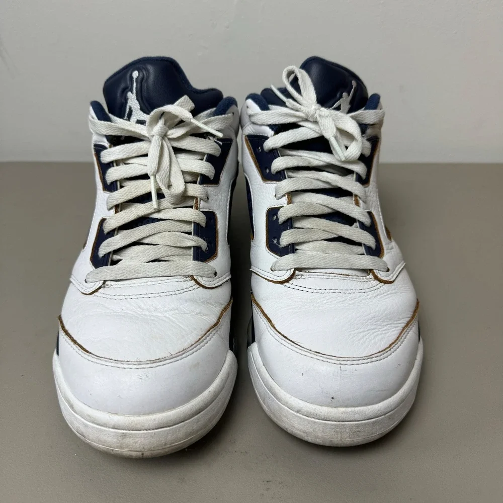 Nike Air Jordan 5 Retro Low Men 8.5 Dunk From‎ Above Shoe Sneaker White Blue